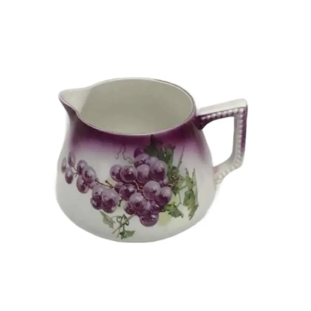 Antique Dresden Hand Painted Cider Pitcher Set, Juice Drinkware Set